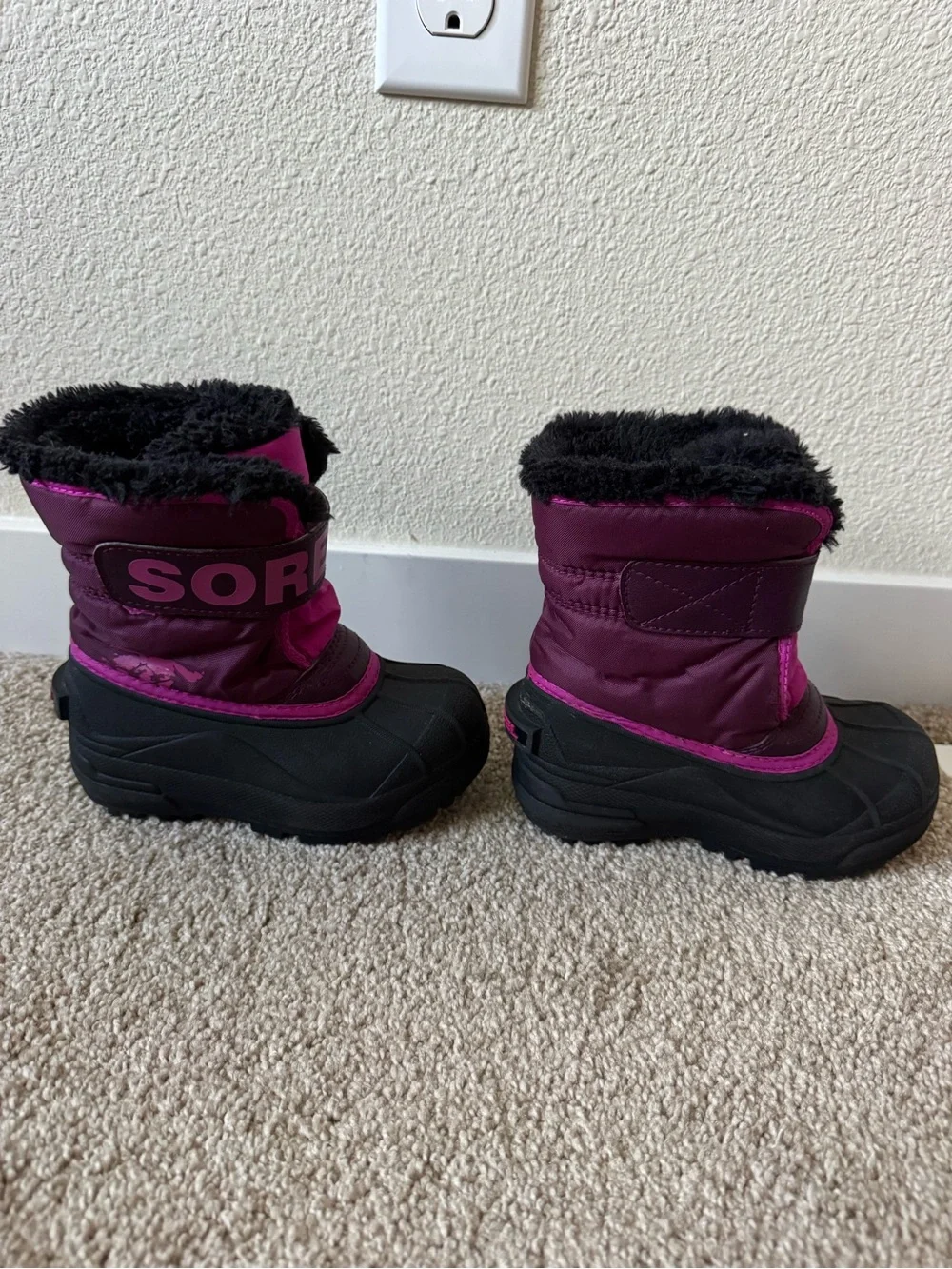Sorel Kids Pink & Black Snow Boots